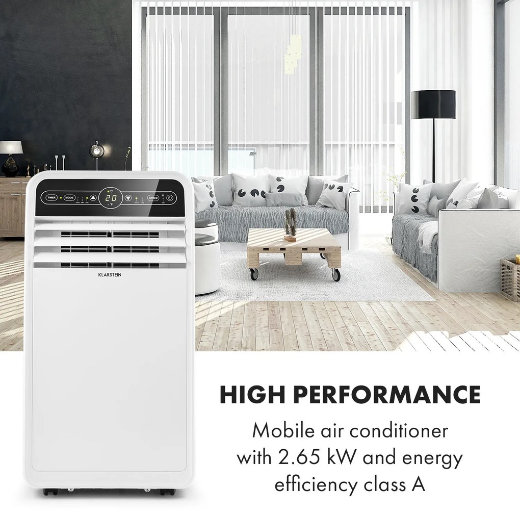 Klarstein METROBREEZE 9 New York, 2,6 kW, 9000 BTU / час., мобилен климатик, таймер, бял
