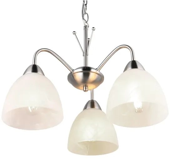 Бяло-сребристо висящо осветително тяло със стъклен абажур ø 43 cm Dobby – Trio