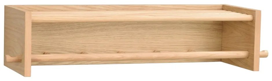 Стенна закачалка с рафт, изработена от дъбова дървесина в естествен цвят Hillmond - Rowico