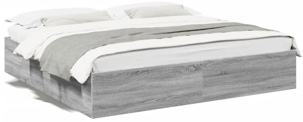 3280998 vidaXL Рамка за легло, сив сонома, 180x200 см, инженерно дърво