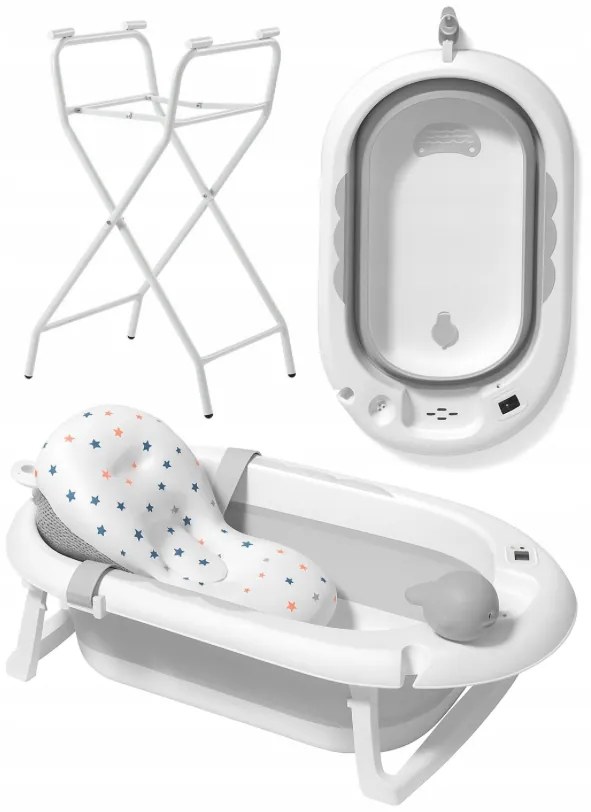Сгъваема бебешка вана VAIANA PREMIUM с възглавница и стойка - повече цветове Син