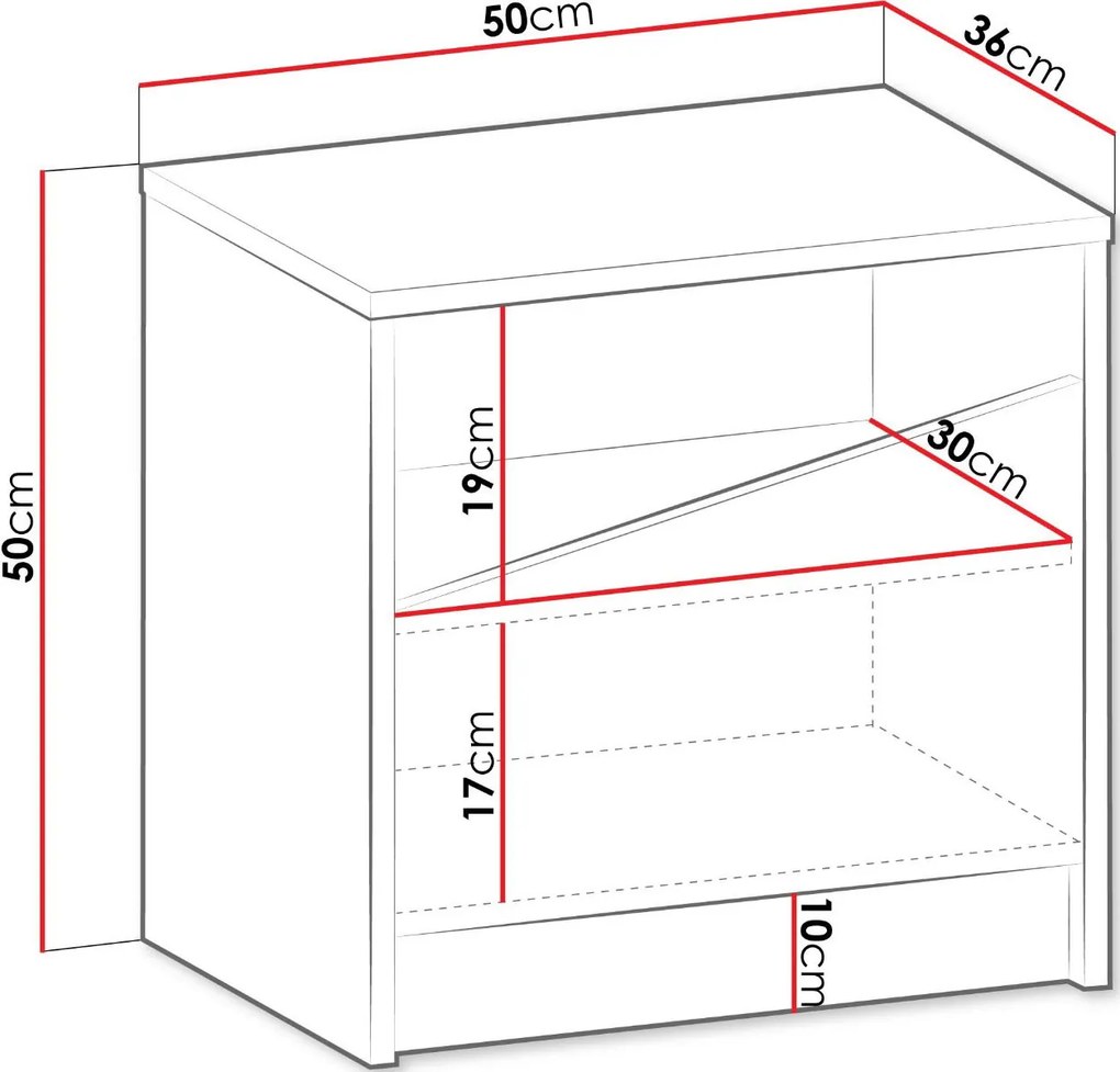 Нощно шкафче Aston II-Gkri Anoixto-Fusiko