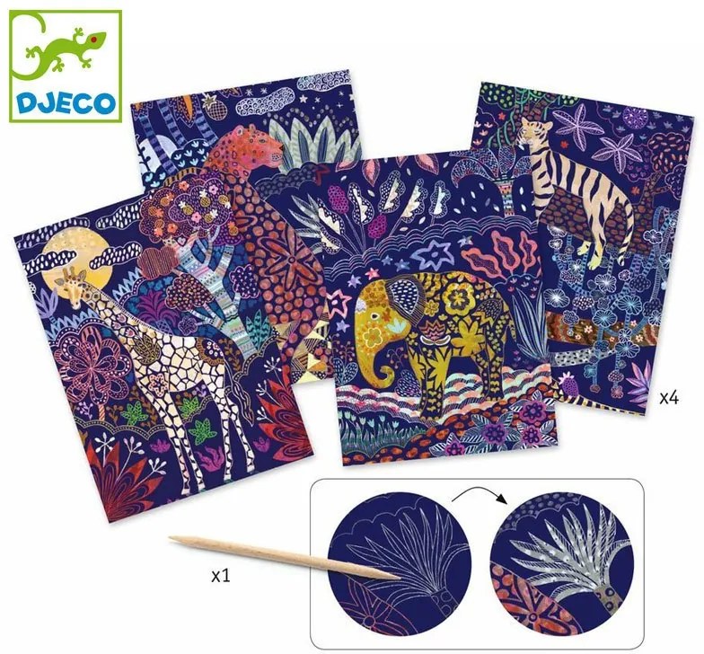 Djeco - Комплект скреч карти Lush Nature DJ09728
