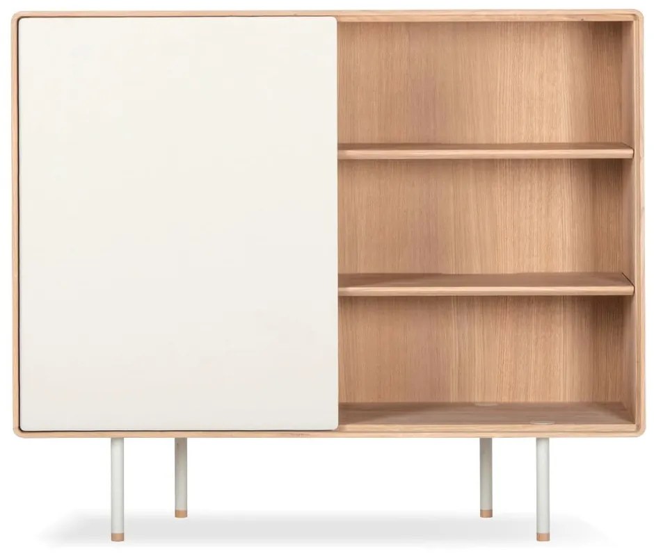 Бял/естествен нисък скрин от масивен дъб 118x100 cm Fina – Gazzda