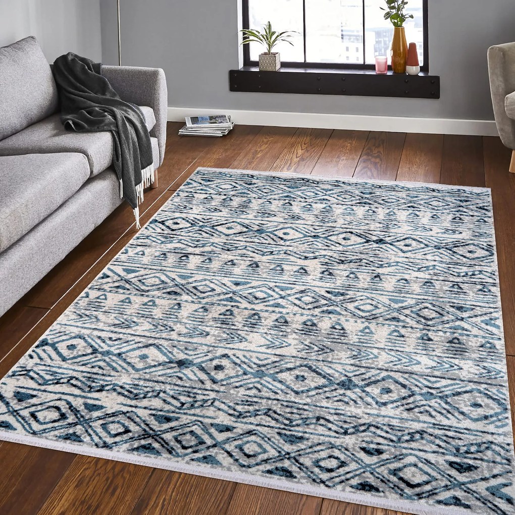 Килим за антре (75 x 150) Bohem 4004 Бял
Син