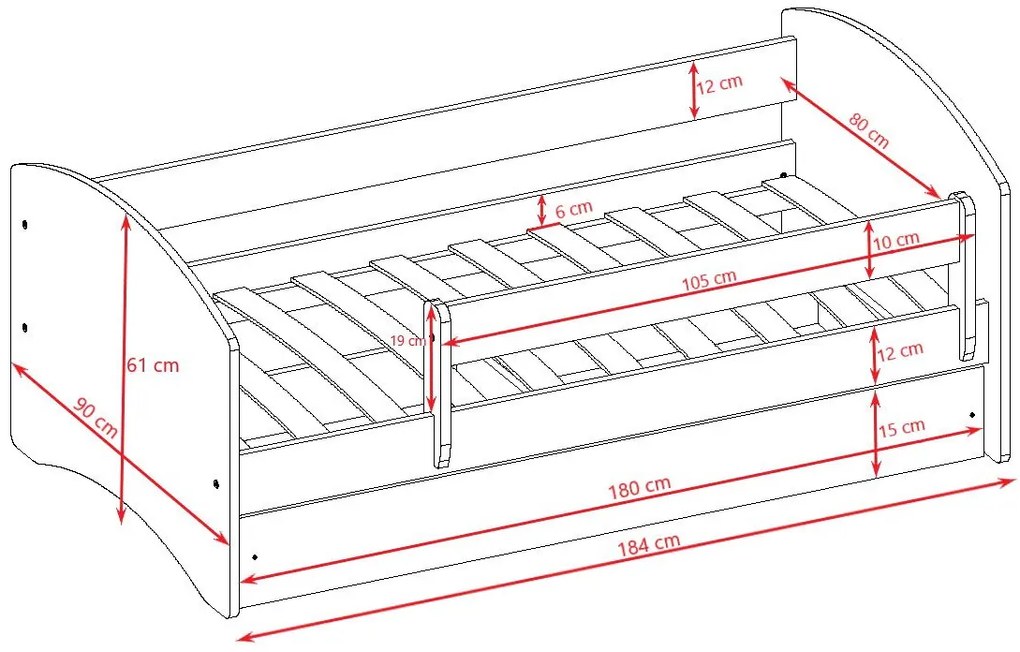 Детско легло Babydreams Cartoon-Prasino-180 x 80-Mermaid