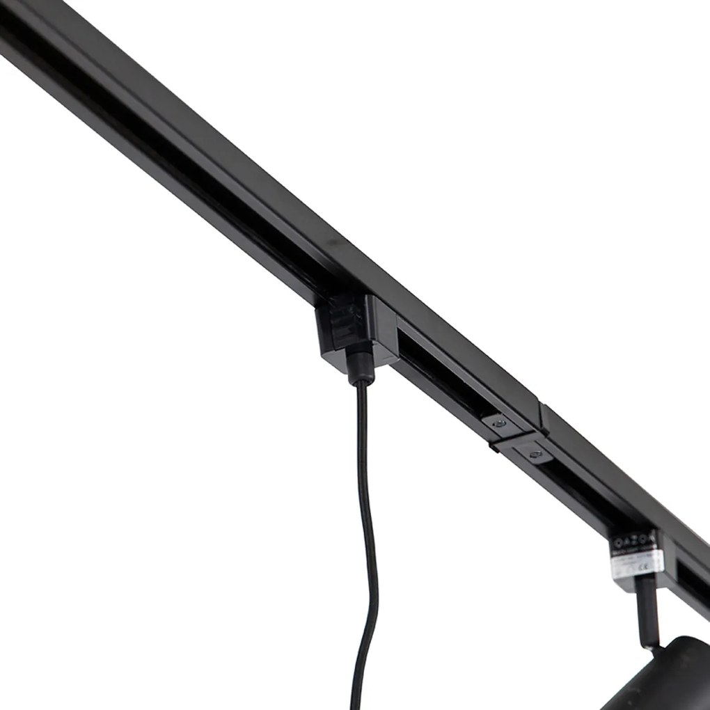 1-фазна релсова система с 3 прожектора и 3 висящи лампи черна - Cavalux Jeana