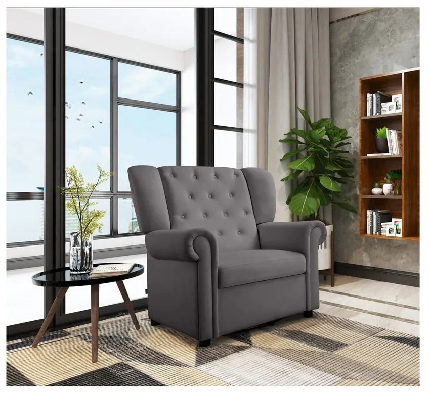 Сиво кадифено люлеещо се кресло Lillyse – Støraa