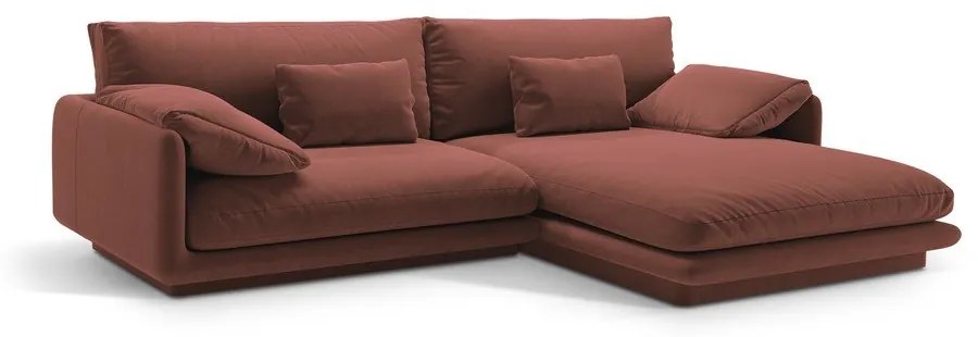 Розов кадифен ъглов диван (десен ъгъл) Torino – Micadoni