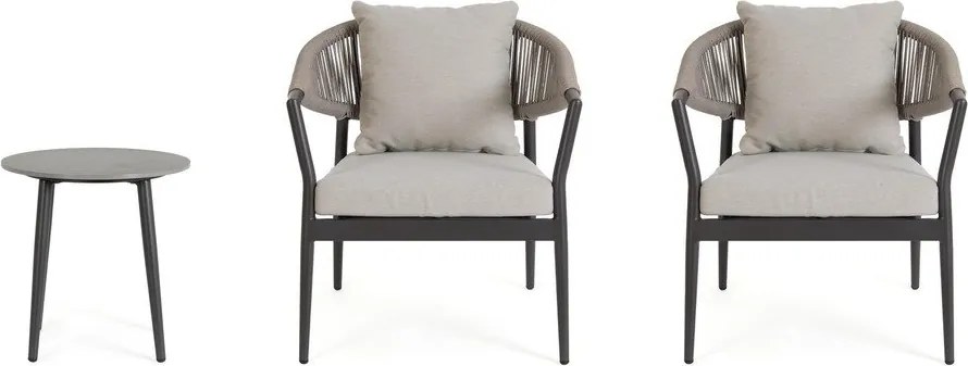 Алуминиев градински комплект за отдих в цвят каки/кафяво-сив за 2 Millor – Bizzotto