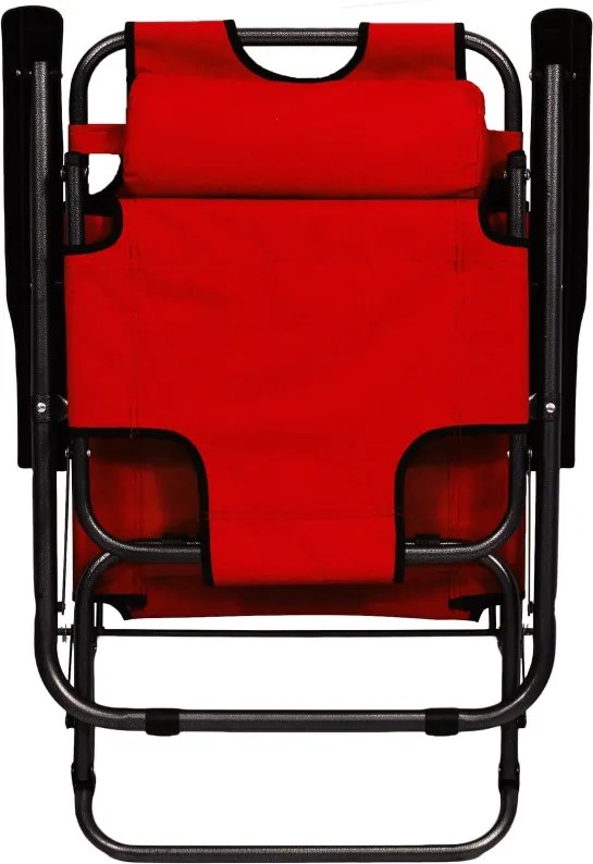 Шезлонг Muhler C2078 1005235, 153х60х78 см, До 100 кг, Сгъваем, Червен