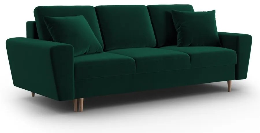 Зелен кадифен разтегателен диван с място за съхранение 235 cm Kyoto – Cosmopolitan Design