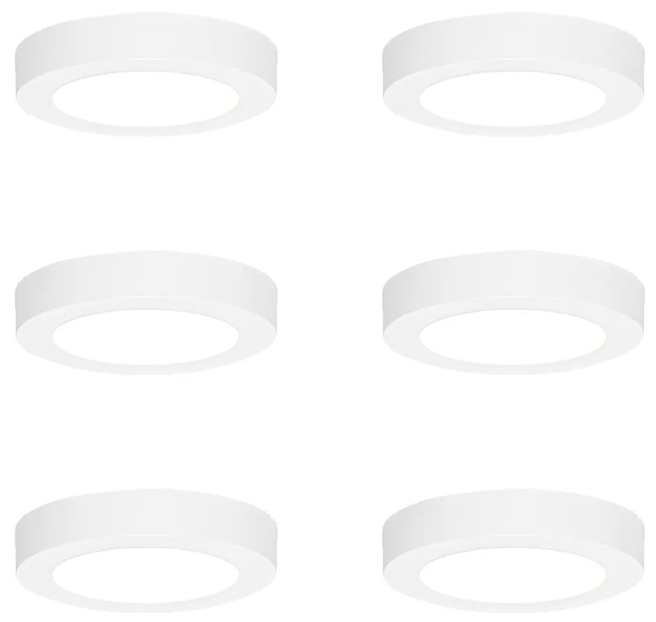 Комплект от 6 вградени или повърхностно монтирани прожектора бели 14 см вкл. LED 3-степенно димиране до топло с DIP превключвател - Trans