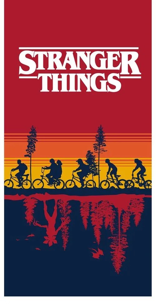 Червена памучна детска кърпа 70x140 cm Stranger Things – Jerry Fabrics
