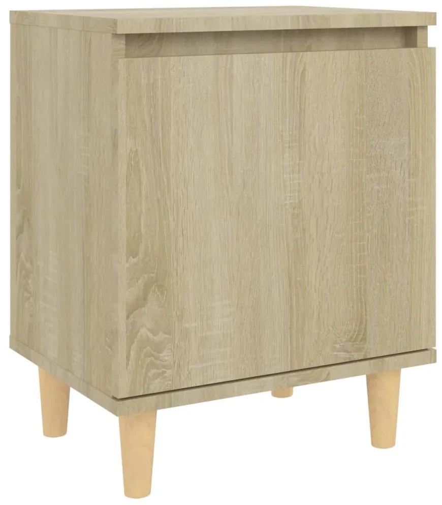 805821 vidaXL Нощно шкафче с крака дървен масив, дъб сонома, 40x30x50 см