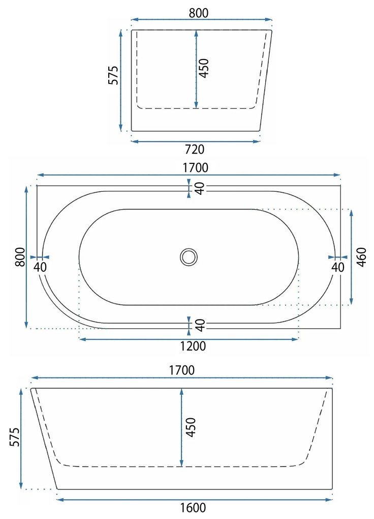 Свободностояща акрилна Вана WENUS RIGHT 170