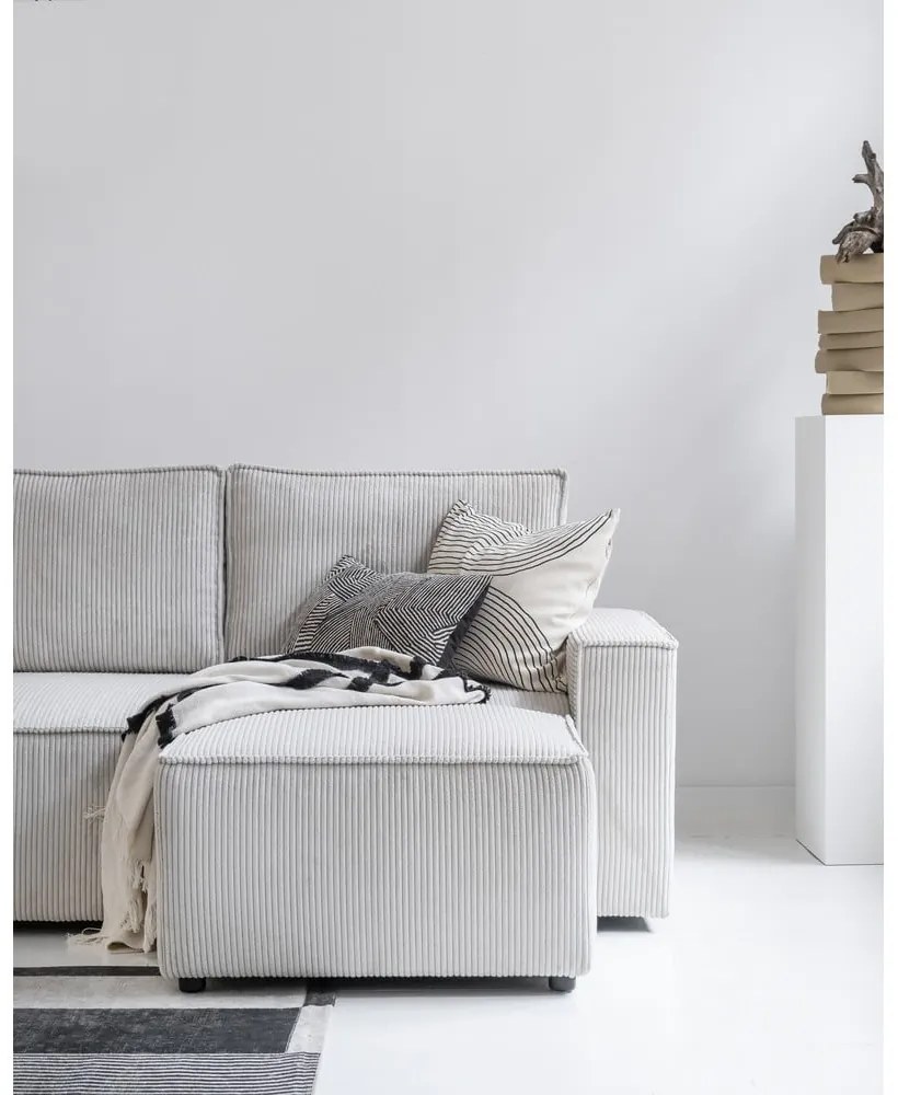 Бял разтегателен ъглов диван от рипсено кадифе (променлив) Brave Dave – Miuform