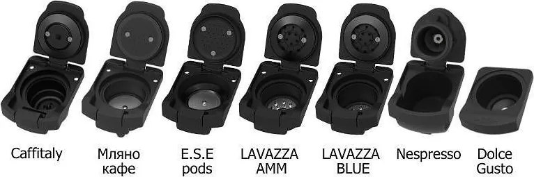 Разопакован: Еспресо машина 7в1 Crown CCM-1530B, 1400 W, 20 bar, 0.9 л, 7 адаптера, LED индикатори, Контрол дължината на кафето, Черен