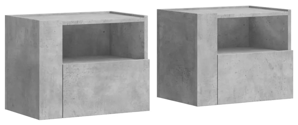848318 vidaXL Нощни шкафчета за стенен монтаж 2 бр бетонно сиви 45x30x35 см