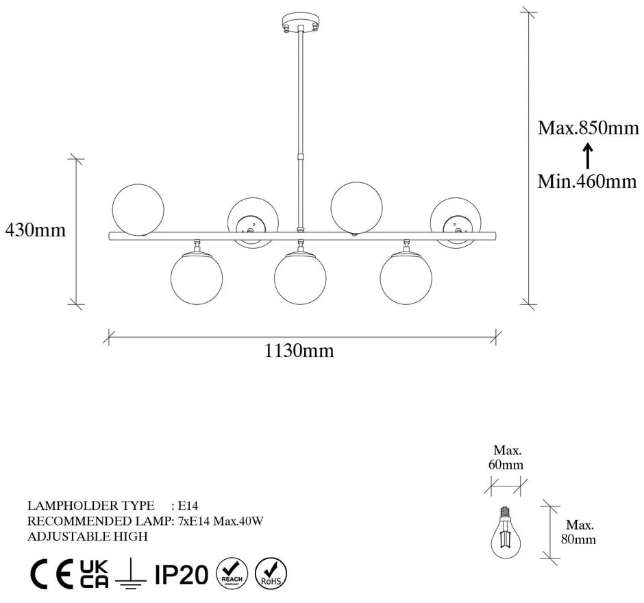 Бяло и златисто осветително тяло за таван със стъклен абажур 40x113 cm Fazli – Opviq lights
