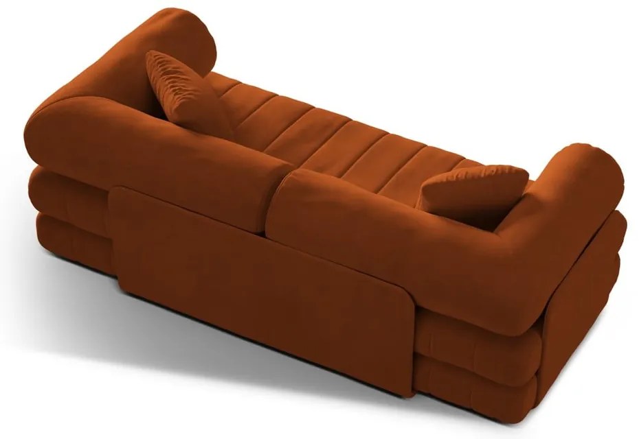 Теракотен кадифен сгъваем диван 206 cm Kemi – Cosmopolitan Design