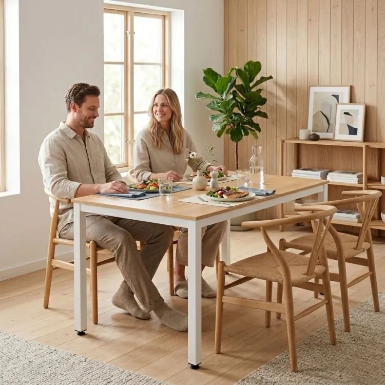 Универсална работна и трапезна маса 120 x 60 cm - за 4-5 души, светъл дъб