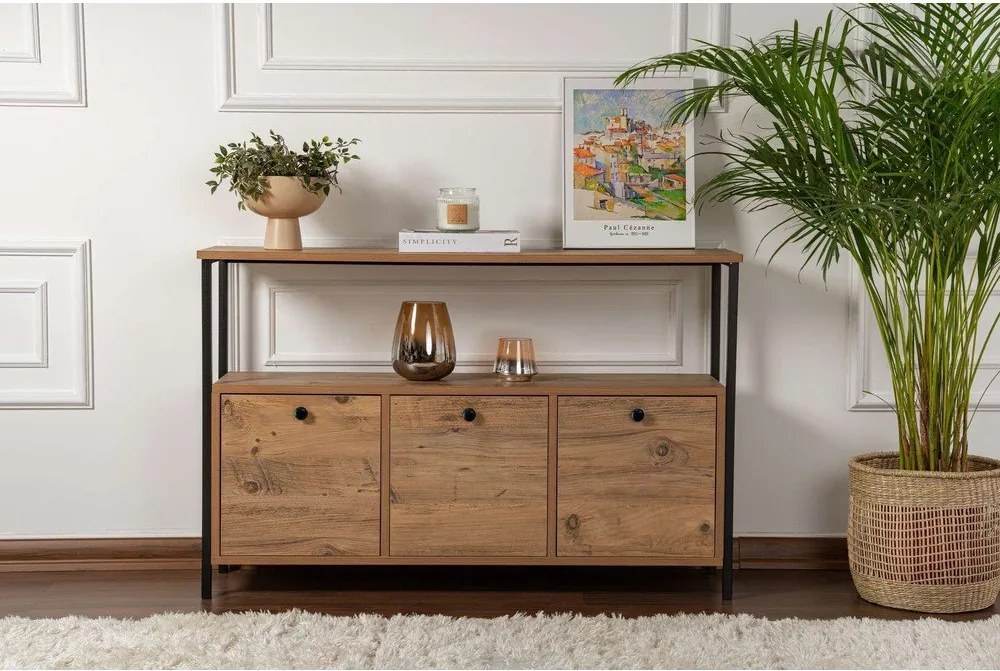 Конзолна маса от декор от бор в естествен цвят 29,5x120 cm Solace – Kalune Design