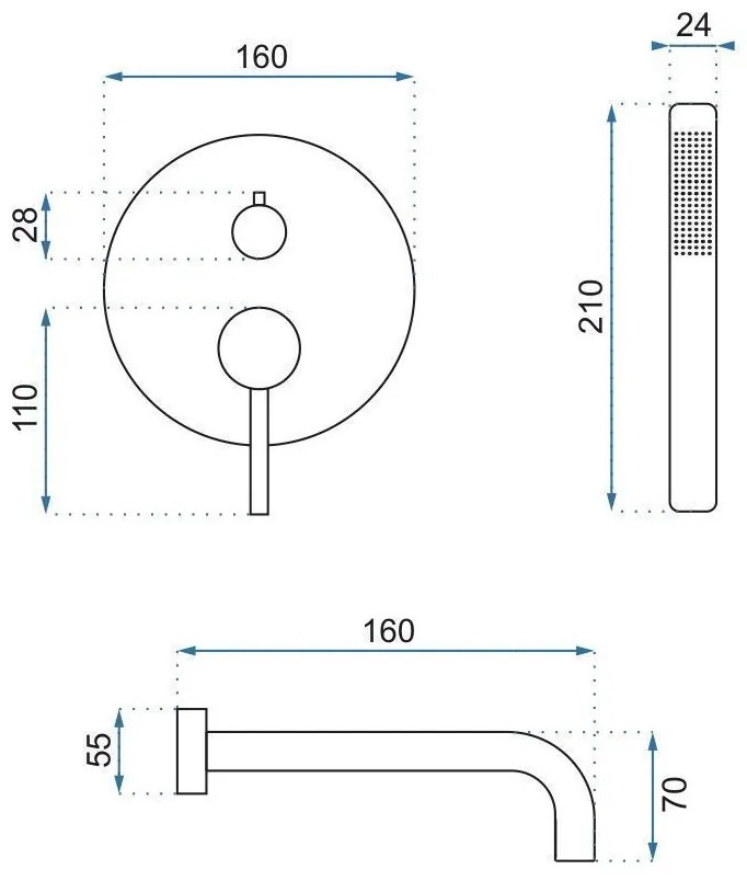 Смесител за вана Rea Lungo Brush Copper + Box