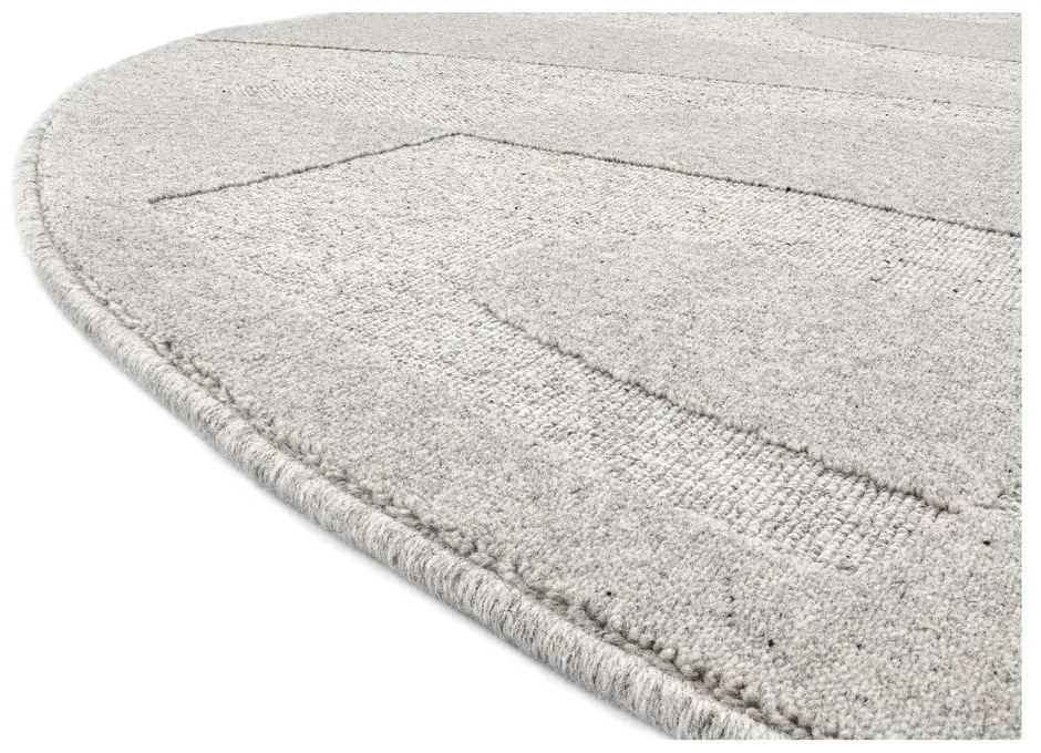 Светлосив вълнен кръгъл килим ø 120 cm Morphic Botanica – Agnella