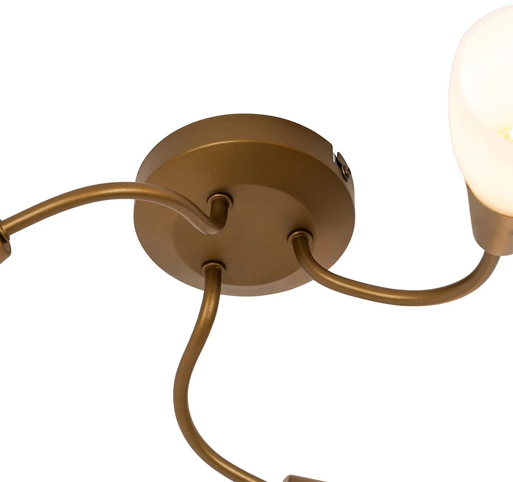 Класически таванен прожектор златен с матирано стъкло кръгъл 3-светлина - Madi