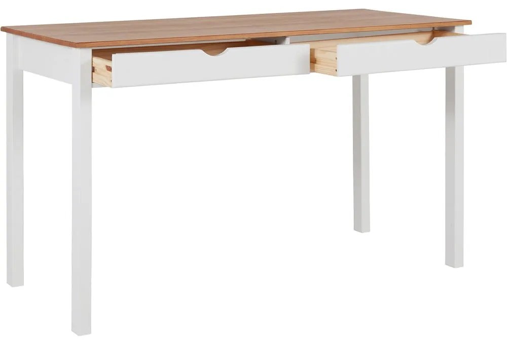 Работна маса в бяло и кафяво, дължина 140 cm Gava - Støraa