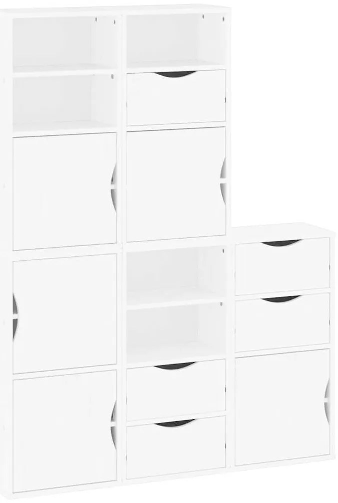 3365357 vidaXL Странични шкафове 5 бр. ODDA Бял 40x24x79 cm борово дърво масив