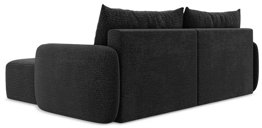 Черен разтегателен ъглов диван с място за съхранение (десен ъгъл) Kalena – Makamii