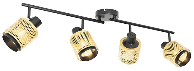 Индустриален прожектор черен със злато 4-светлина - Kayden