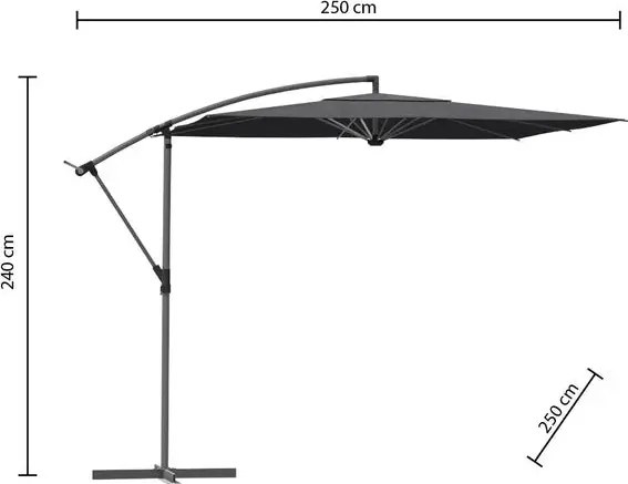 Градински чадър със странична стойка Hesperide Manoa, 2.5x2.5 m - Горчица