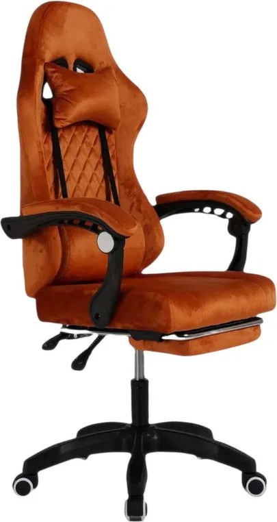 Офис стол с масаж - кафяво кадифе