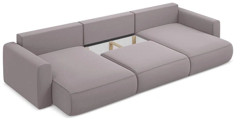 Кадифен разтегателен ъглов диван с място за съхранение в цвят лавандула (U форма) Kapua – Makamii