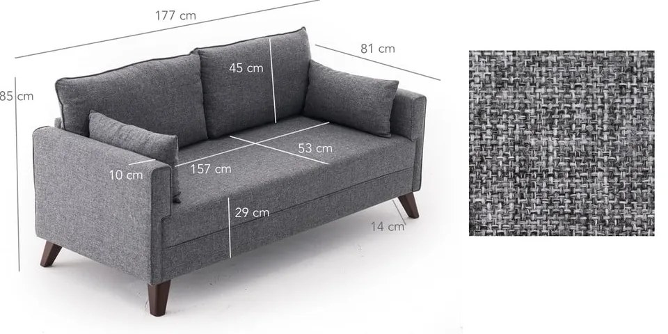 Сив диван 177 cm Bella – Balcab Home