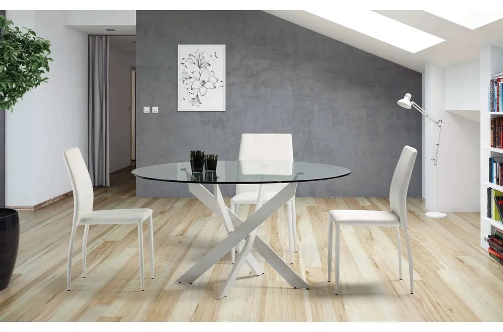 Кръгла маса за хранене със стъклен плот 120x120 cm Ruth - Marckeric