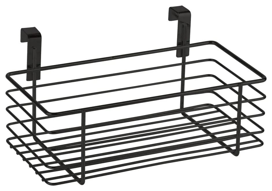 Черна висяща метална кошница за кухненска врата Slim, 24 x 15 cm - Wenko