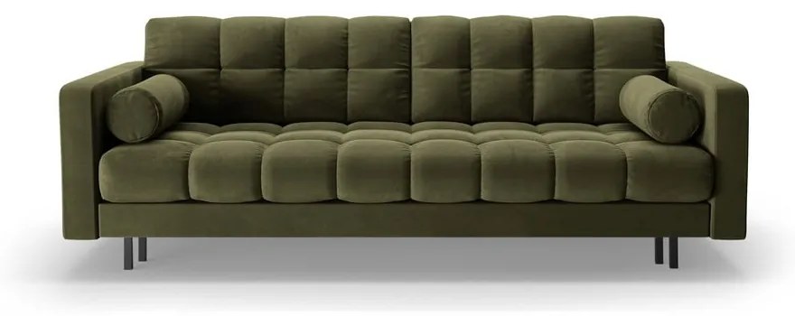 Зелен кадифен разтегателен диван с място за съхранение 222 cm Bali – Cosmopolitan Design