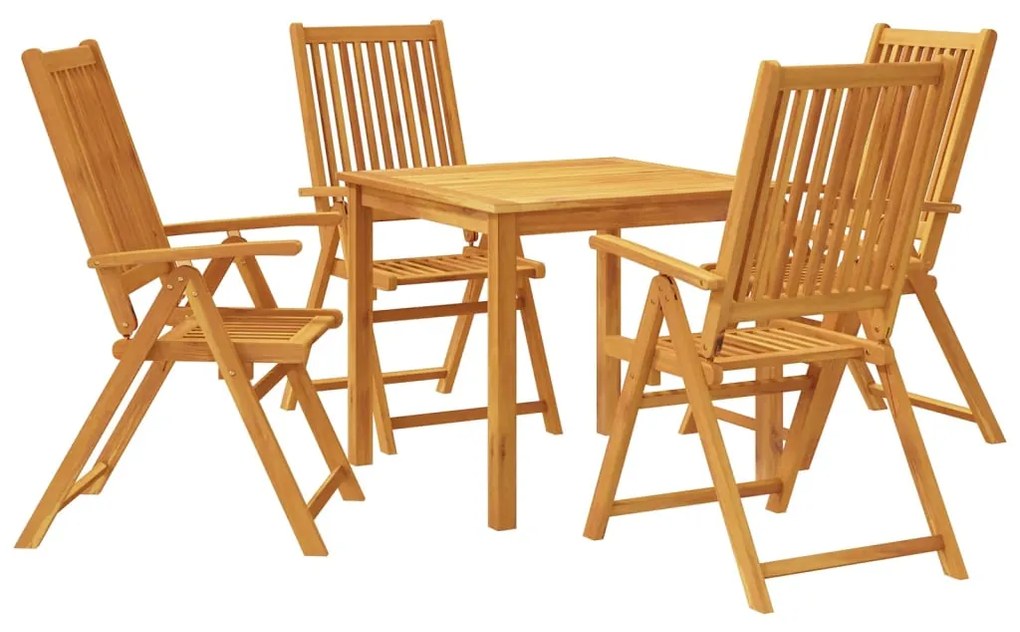 3295261 vidaXL Градински трапезен комплект от 5 части, 85x85x74 см, акациево дърво масив