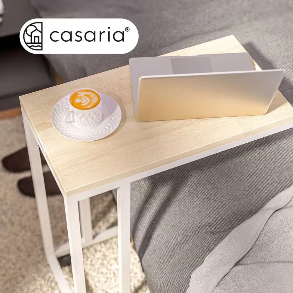 Странична масичка с WPC плоскост - 65,5 x 50 x 40 cm Бял