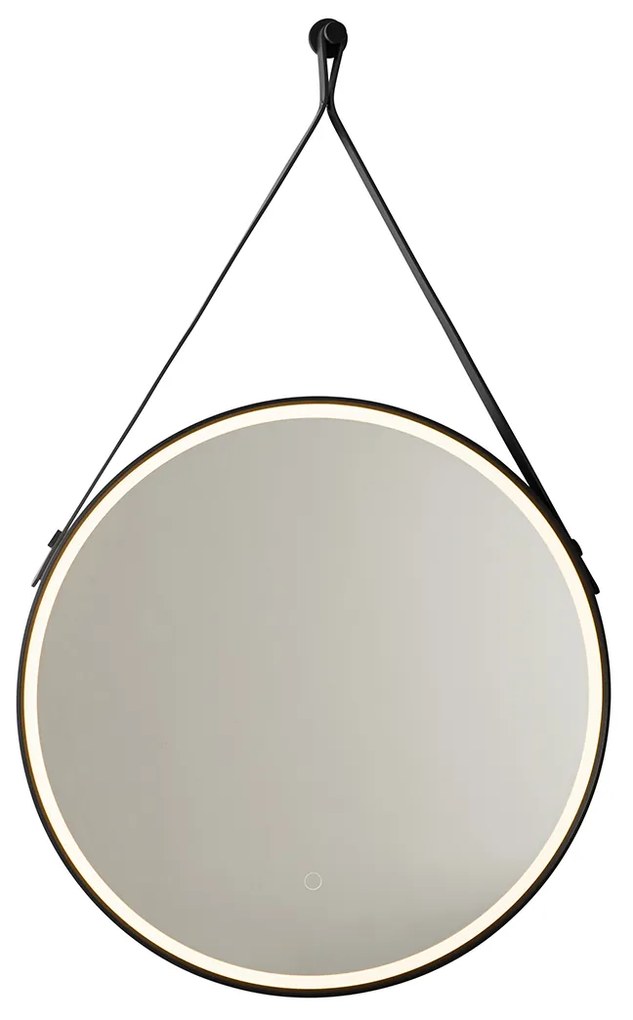 Модерно огледало за баня черно с LED и сензорен димер - Pien