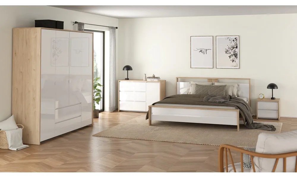 Нощно шкафче в бял и естествен цвят Next – Tvilum