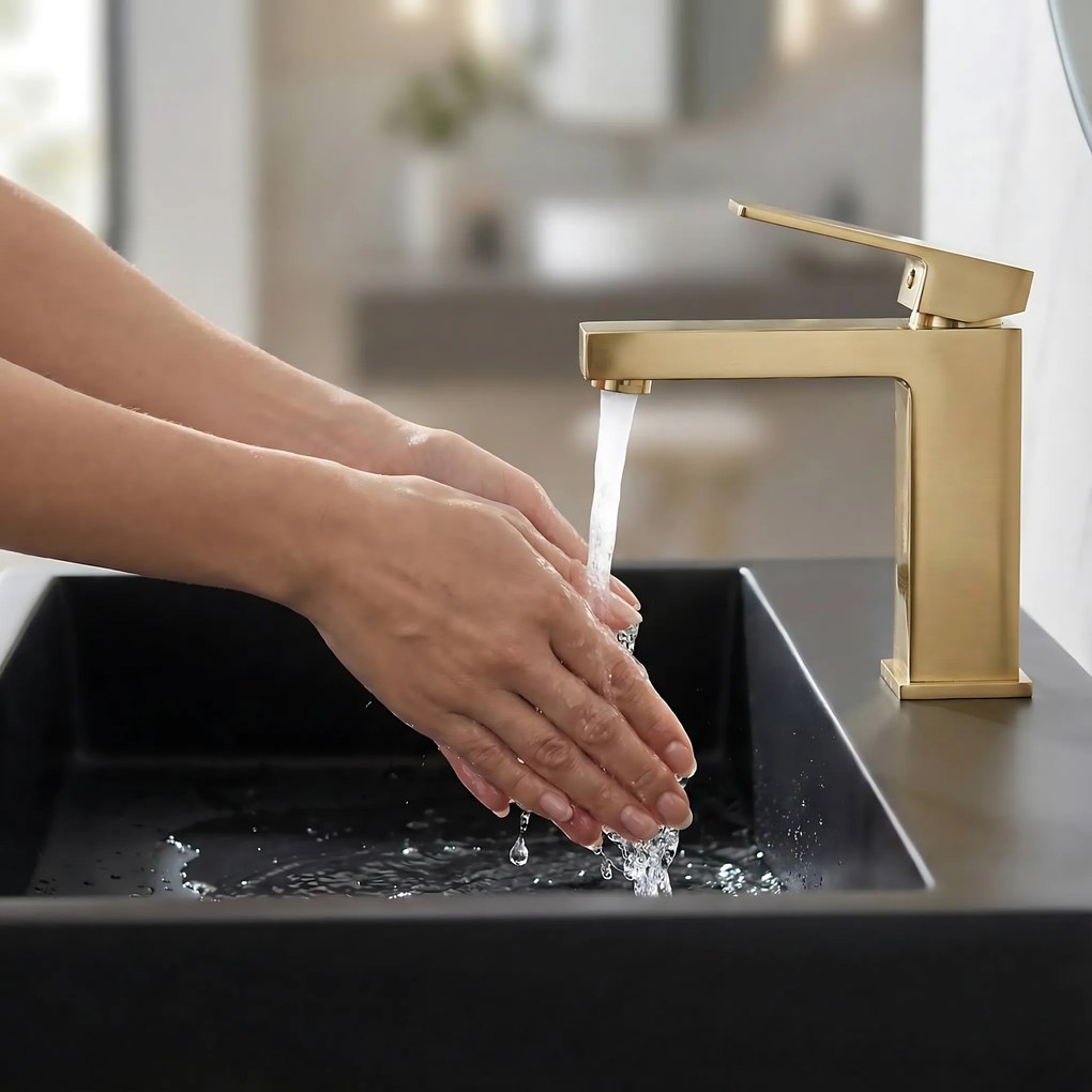 Умивалник мраморен композит Rea GOYA BLACK MAT 50CM