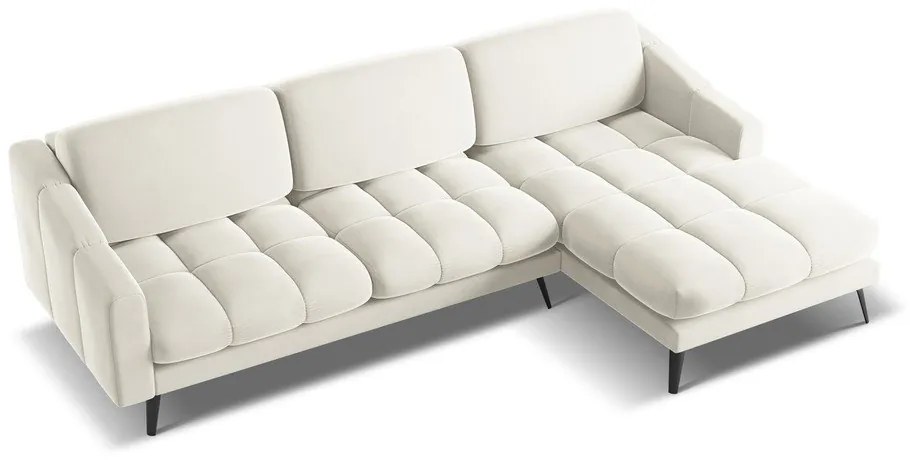 Кремав кадифен ъглов диван (десен ъгъл) Nalu – Makamii