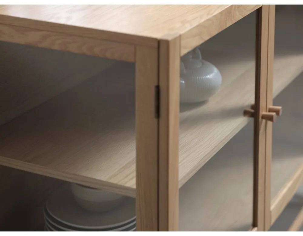 Витрина от дъбова дървесина в естествен цвят 88x140 cm Elba - Unique Furniture