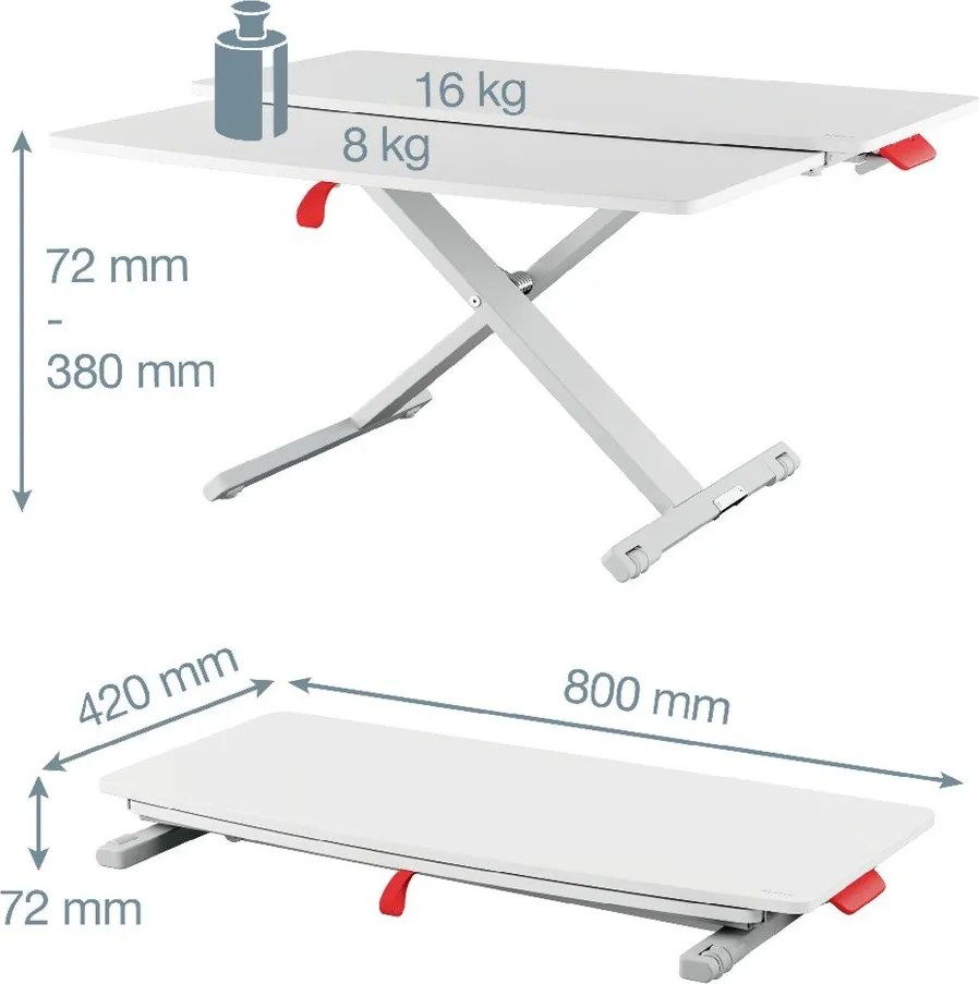 Работен плот с издърпващ се рафт Ergo – Leitz