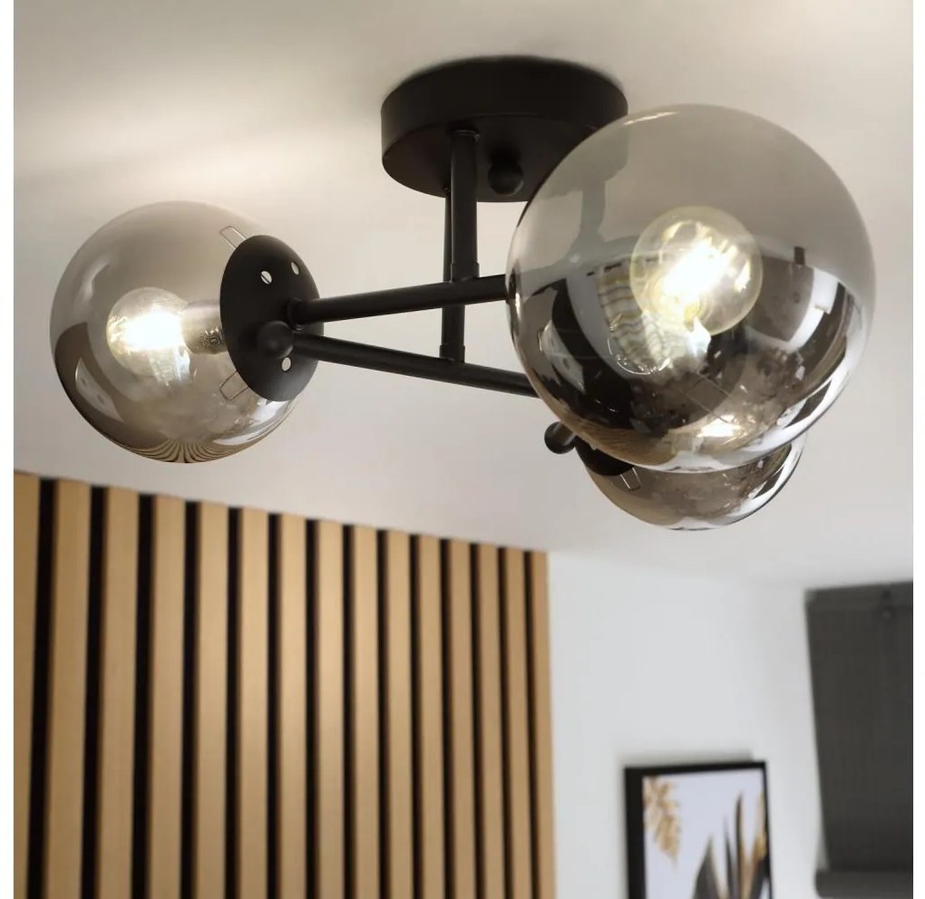 Brilagi - Полилей тип плафон MALIVA 3xE14/15W/230V черен/димчат